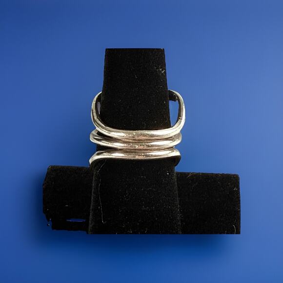 Sterling Silver 925 Bow Knot Ring Size 8 Vintage Modernist Ribbon Statement - Picture 3 of 6